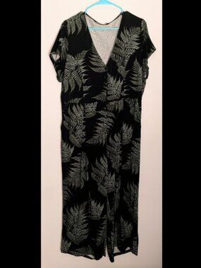 Disturbia Fern Relaxed Jumpsuit Black & Green Goth Size US 14 UK 18 EU 46